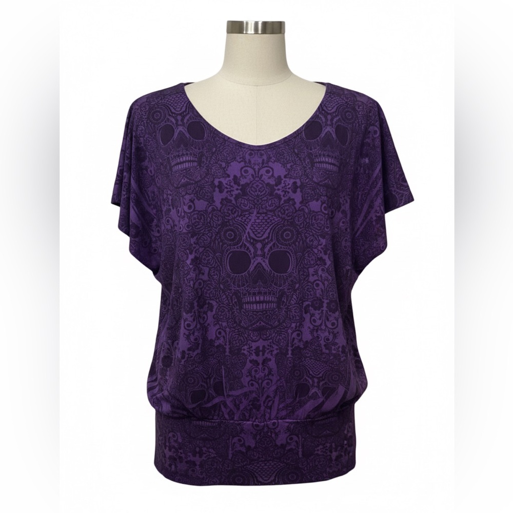 Purple Women's Top With Unique Skull Design